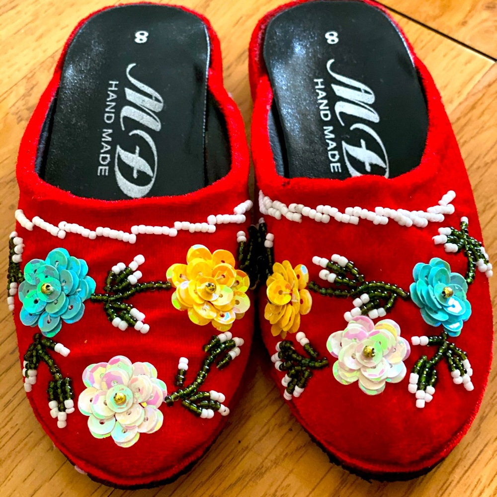 Red sequins toddler sandals size 8